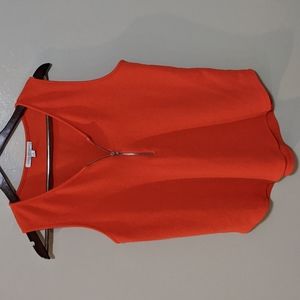 Green Envelope, Zipper Front Sleeveless Top, Orange, Size L